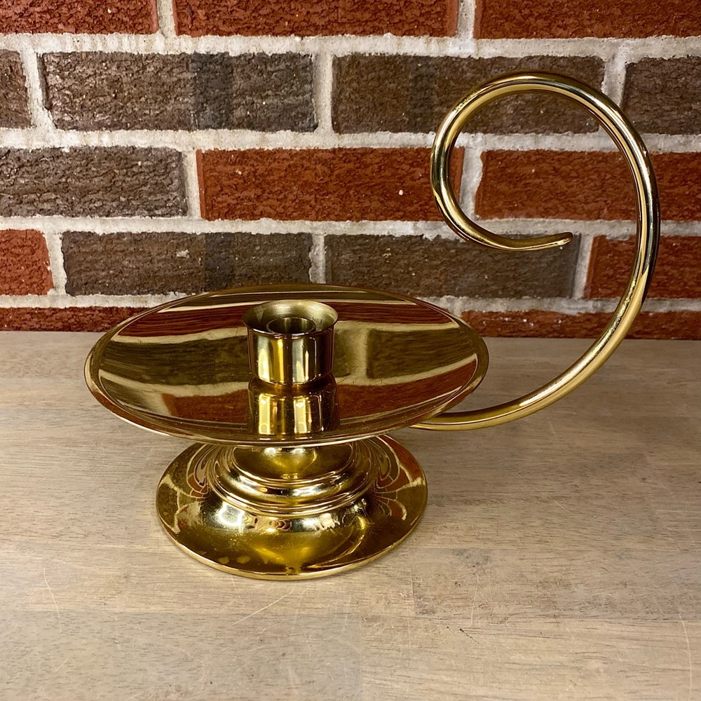 Vintage Baldwin Large Brass Hurricane Chamber Candle‎ Holder USA-No Glass